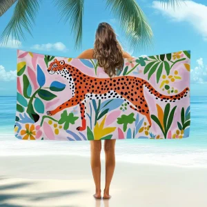 75*150cm Quick Dry Sand Free Absorbent Beach Towel Microfiber Beach Towel With Logo Custom Animal Print Beach Towel