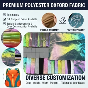 75D Multicolor Laminated Film Abrasion Resistant Polyester Oxford Fabric for Handbags Backpacks Luggage Tents