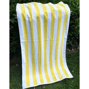 76*152cm Yellow and White Striped Beach Towel Cotton Soft and Absorbent Yarn dyed Bath Towel