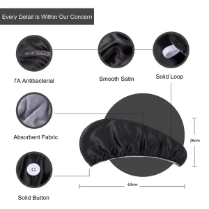 7A Antibacterial Double Layer Satin Hair Drying Towel Super Absorbent Quick Dry with Solid Buckle