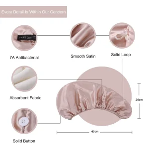 7A Antibacterial Double Layer Silk Satin Hair Towel Ultra Absorbent with Fixed Buckle Hair Drying Towel