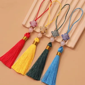 7cm Beaded DIY Two Chinese Knot Tassel Spike Handle Jewellery Accessories Pendant Small Tassel