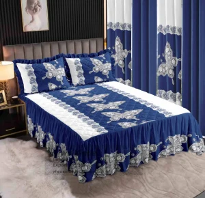 7pcs Quilted Bed Skirt Set King Size With Curtains Luxury Bedspread Bedskirt Sheet Set in Stock Bedding Set