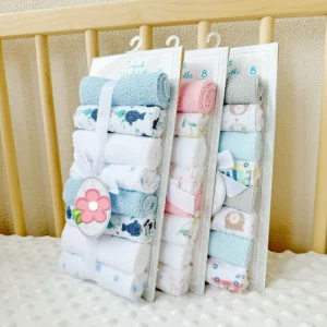 8 PCS Baby Square Towelling Nappy Washcloth Towel Set Microfiber Easy Clean Baby Towels