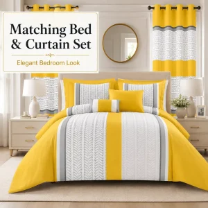 8 PCS Bedding Set With Curtains Printed Bed Sheet Set Multiple Patterns Available
