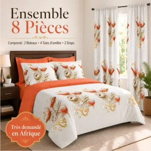 8 Piece BedSheet Set 2 Draps 4 Taies 2 Rideaux Ensemble Draps De Lit 3 Places En Coton En Gros Bedding Set