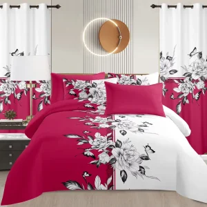 8 Piece King Size Microfiber Bedding Set with Matching Curtains Includes Flatsheet Fittedsheet