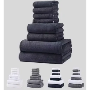 8 Pieces Towels Set Washcloths Microfiber Coral Velvet Bath Towel Sets for Bathroom 90X180cm