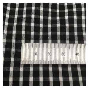 8.5mm White Plaid Cotton Nylon Spandex Shirt Fabric Stretch Cotton Yarn Dyed Fabric