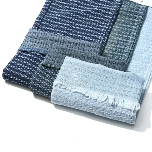 80% Cotton T shaped Nail Blue Jacquard Denim Fabric for Jeans 10.5 Oz Denim Fabric