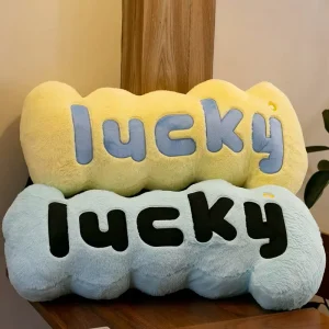 80cm Fluffy Lucky Letter Plush Throw Pillow Soft Wavy Cloud Shape Stuffed Rich Letter Cushion for Home Sofa Bedroom Decor
