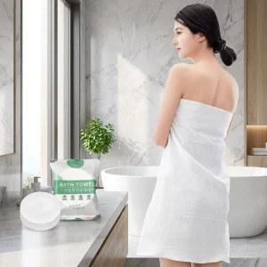 80gsm Thicker Disposable Compressed Bath Towel Pearl Texture 100% Viscose Travel Towel Extra Soft Absorbent Hotel