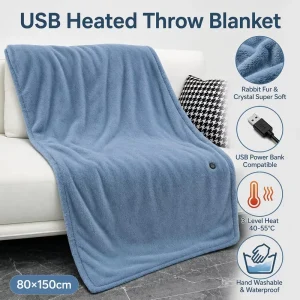 80x150cm Soft Fleece Heated Blanket USB Powered Machine Washable for Home Office OEM ODM