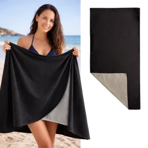 80x160cm Two-Color Microfibre Beach Towel Color-Woven Double Sided Extra Coverage for Sunbathing Sand-free Beach Towel