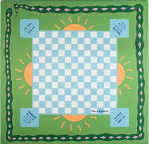 80x80cm Waterproof Rubber Table mat Sun Motif Casual Gaming Cover Retro Checkerboard Mahjong Mat