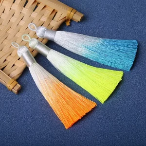 8cm 13cm Gradual Color Polyester Silk Tassels Fringe DIY Craft Curtains Hang Rope Clothes Trim Accessories