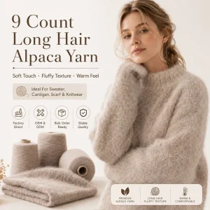 9 Count Long Hair Alpaca Yarn Soft Fluffy Warm Fancy Knitting Yarn for Sweater Cardigan Scarf Blanket OEM ODM