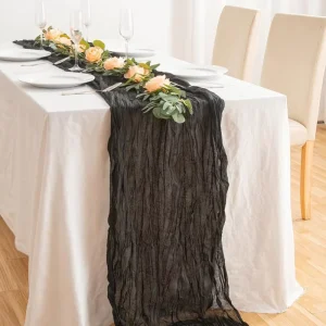 90*300cm Cheese Cloth Table Runner Bohemian Wrinkled Gauze Wedding Birthday Party Decoration Woven Technique for Hotels