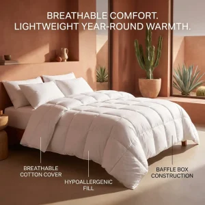 90% White Duck Down Duvet Winter Heavyweight Warmth Baffle Box Stitched Bedding Comforter Insert White Quilt Manufacture