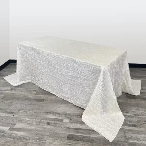 90 X 132 Inch Rectangular Crinkle Taffeta Recycled Waterproof Customizable American Style Solid Multi Use Wedding Tablecloth