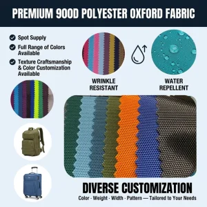 900D Gooch PU Coated Abrasion Resistant Polyester Waterproof Oxford Fabric for Handbags Luggage Tents Outdoor