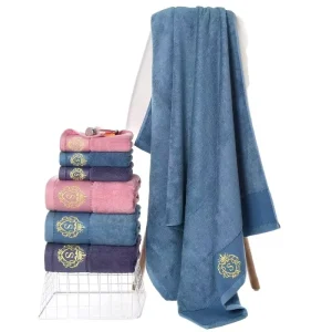 90x180cm New Style Woven Bamboo Bath Towel Set with Jacquard Design for Bath Hand Face & Hair Absorbent Hotel Use