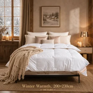 95% White Goose Premium Down Duvet Insert Queen Size Winter Baffle Box 100% Cotton Quilted Breathable Eco Friendly