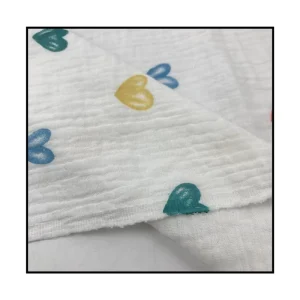 99% Polyester Combed Double Gauze Muslin Crinkle Floral Bubble Woven Fabric Anti-static 120gsm Baby Sleepwear Upholstery