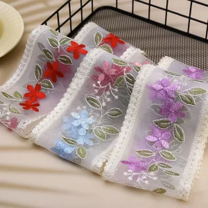9CM Multicolor Embroidery Lace Set Yarn Double Polyester Garment Accessories Home Fabric Curtain Bow Ribbons
