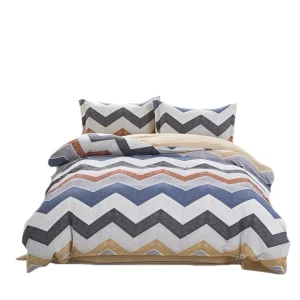 A-Class Baby Grade 40S 100% Cotton 4-Piece Bedding Set Minimalist Chevron Pattern Skin-Friendly Naked Sleep Duvet Cover Set