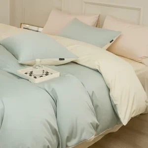A Class Pure Cotton Modern Style Bedding Set Light Luxury Solid Color Printed Duvet Cover Bed Set