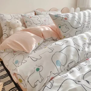 A Pure Cotton Simple and Fresh Four piece Set Bed Sheets Pillowcases Duvet Cover Sets