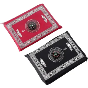 AA073 Portable Travel Prayer Mat Praying Rug with Compass Pocket Sized Carry Bag Travel Prayer Mat
