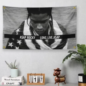 A$AP Rocky Flag 3×5 Ft Long Live A$AP Tapestry Hip Hop Rap Banner with Brass Grommets