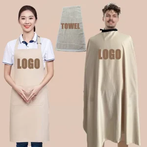 ADD LOGO Beige Hairdressing Cape Stylist Hair Cutting Salon Cape BARBER CAPE Different Neckline Soft Polyester Towel Comb