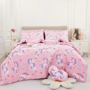 AOYATEX Girls Printed Comforter Sets Bedding Kids Cartoon Bedding Set