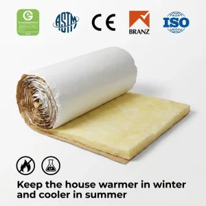 ASTM E84 Vinyl Faced Fiberglass Blanket R25 A1 Class Fire Resistant Insulation Vinyl Glass Wool Roll