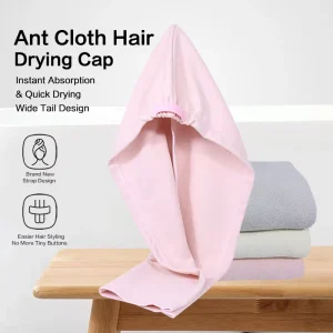 Shuqi Ant Cloth Hair Towel for Women Long Hair Quick-drying & Gentle Cream Pink Grey 74x27cm