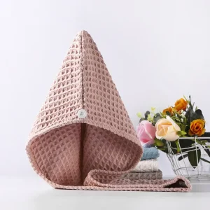 Absorbent Fast Dry Hair Drying Waffle Custom Cotton Hand Face Hair Towel