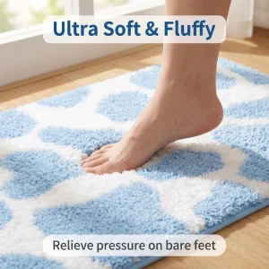 Absorbent Microfiber Bath Mat with Non Slip Backing for Bathroom and Bathtub Area