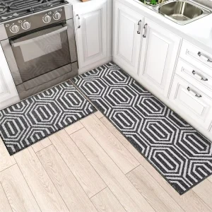 Absorbent Non-Slip Kitchen Runner Rug Washable Geometric Kitchen Mats Chef Rug Stain Resistant