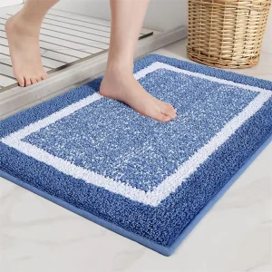Absorbent Polyester Tufted Bath Mat Rug Non Slip Shaggy Design Machine Washable PET Friendly Thick Bathroom Carpet Home Hotel