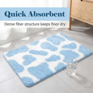 Absorbent Tufted Bathroom Mat with Non Slip Rubber Backing for Daily Use