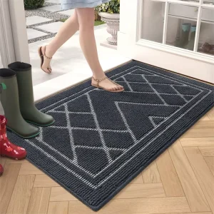 Absorbent Tufted Polypropylene Front Door Mat Washable Heavy Duty Non Slip PET Friendly Entrance Floor Mats Dirt Trapper Large