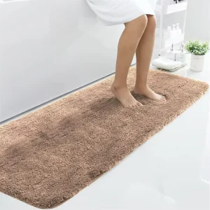 Absorbent Tufted Striped Cut Pile Plush Non-Slip Soft Shaggy Machine Washable PET Friendly Extra Thick Bathroom Runner Rug Large