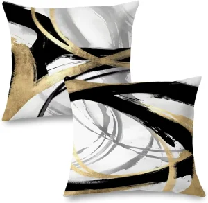 Abstract Black and Gold Pillow Covers Modern Boho Home Decor Decorative Throw Pillows for Couch Living Room Bedroom