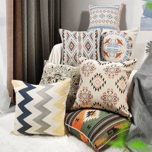Abstract Geometric Woven Custom Original Design Boho Style Square Polyester/Cotton Cushion Cover Removable