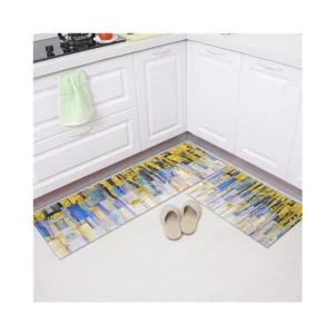 Abstract Geometry Anti slip Kitchen Runner Rug Set Absorbent Kitchen Floor Mats Printed Non slip Carpet
