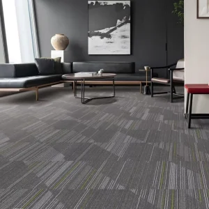 Accent Line Gradient Strip Square Carpet Tiles Sound Insulation Wear Resistant Interlocking Floor Carpet for Hotel Office Area