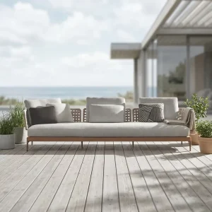 Accent Nordic Outdoor Rattan Recliner Sofa Bed Set for Kids Waterproof Cloud Design